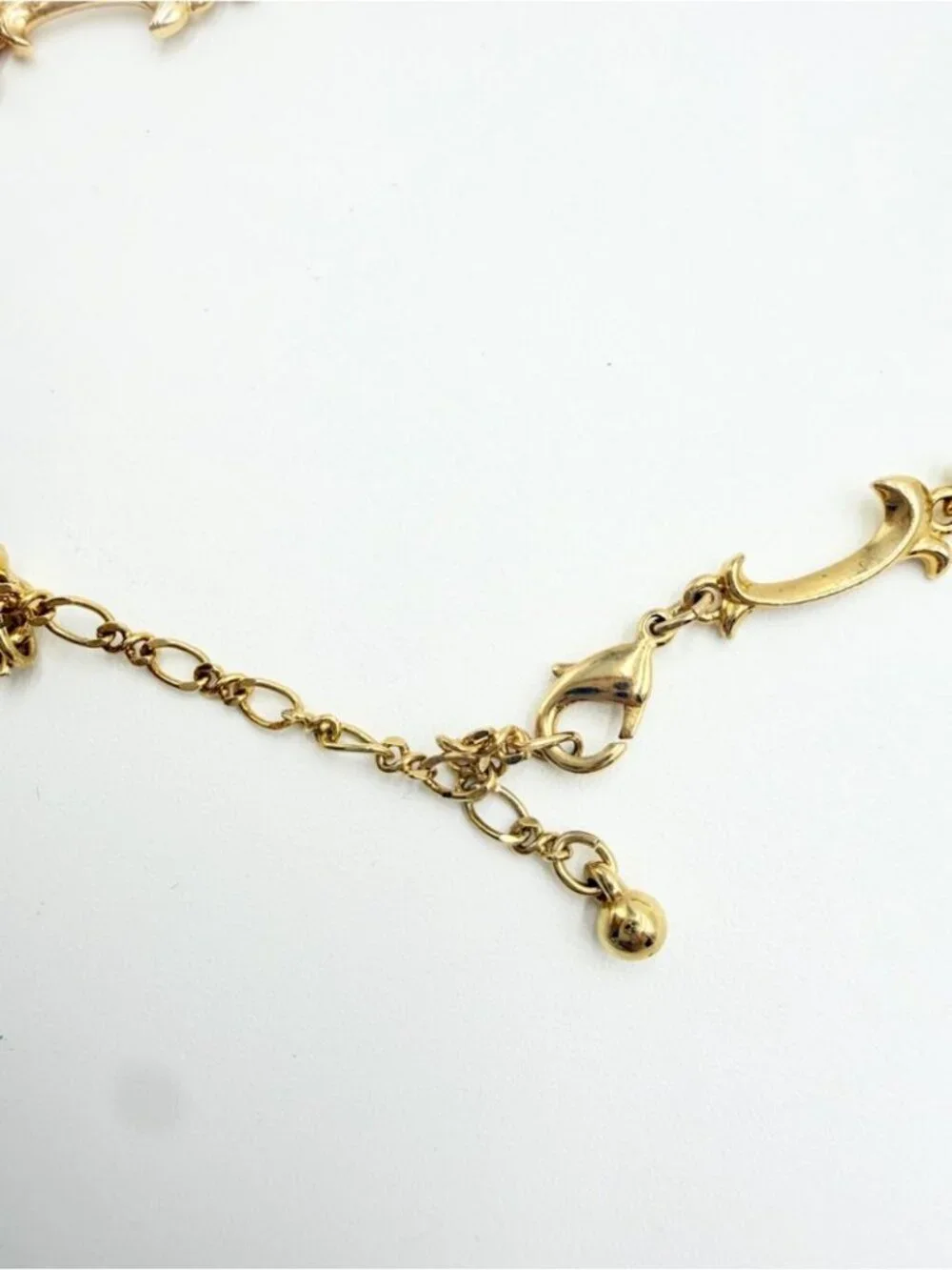 Vintage Gold Tone Rhinestone Y Drop Necklace Art Nouveau Style